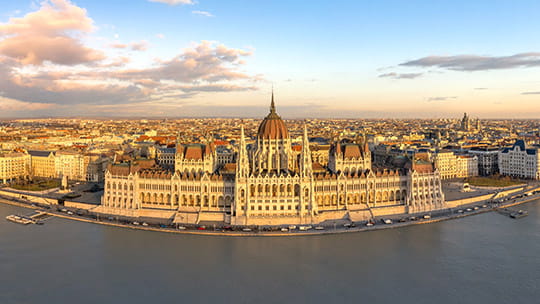 The Hungarian Parliament Building on the Danube river, Budapest